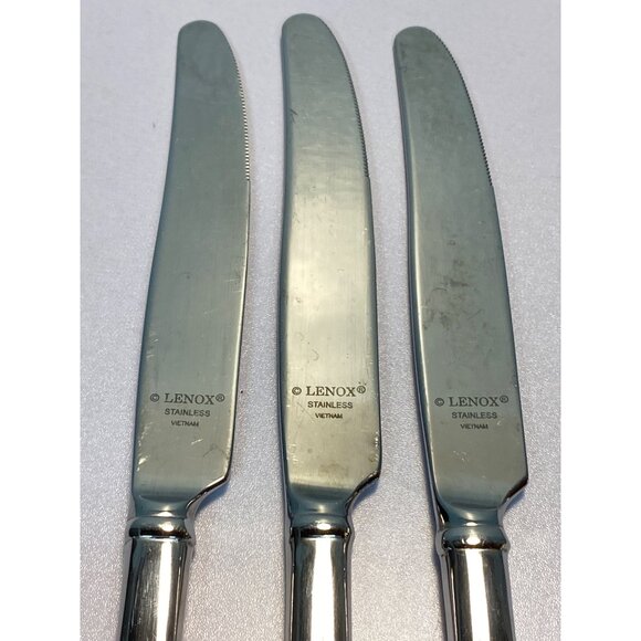 Lenox Federal Platinum Glossy Stainless 18/8 Dinner Knife Set of 3 - 9 1/2" L - Picture 3 of 9